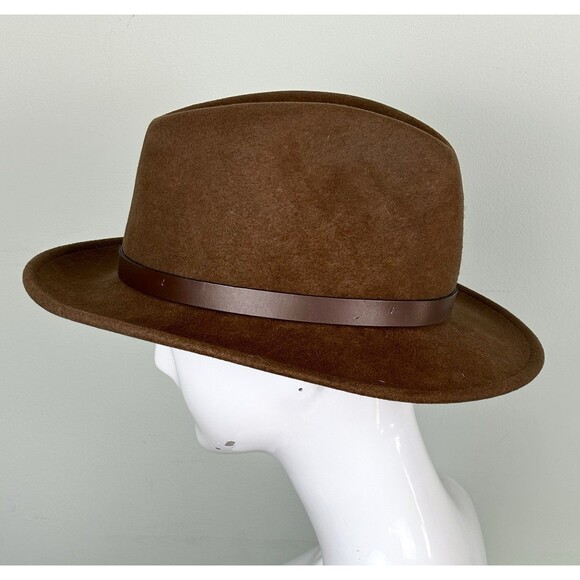 Red Head Brown Wool Hat Crushable Large USA Lite Felt Water Repellent - Picture 4 of 7